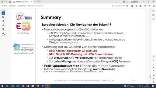 Screenshot Vortrag A. Klein